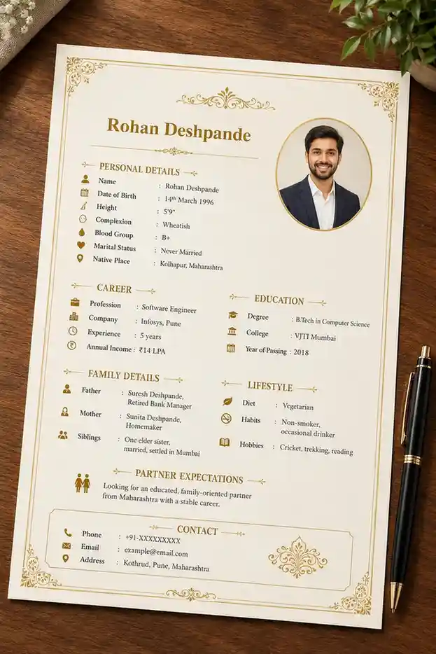 Full Sample Boys Marriage Biodata Template