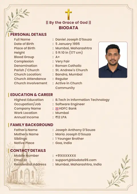 Biodata Format for Christian Marriage Proposal biodata format for Christian marriage proposal