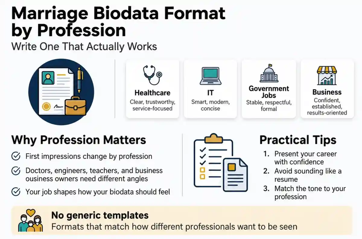 A professional marriage biodata template tailored for different careers