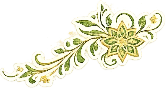 Green Gold Flower Flourish