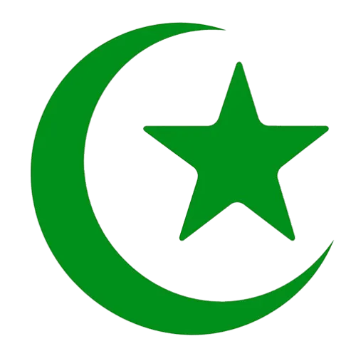 Crescent moon and star emblem